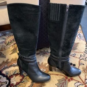 Leather and suede boot